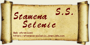 Stamena Selenić vizit kartica